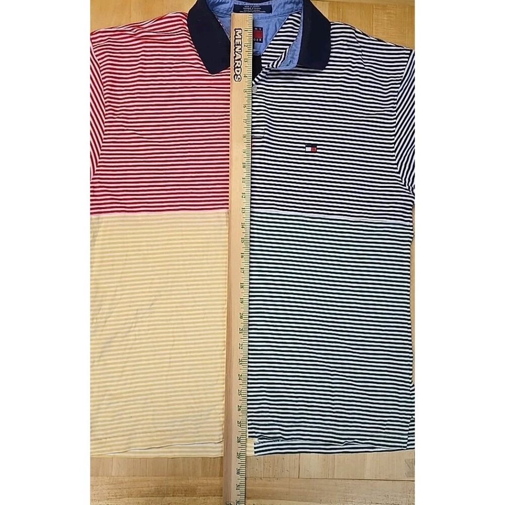 Vintage Tommy Hilfiger Polo Shirt Mens Size Large Multicolour Patchwork Striped - Picture 5 of 8